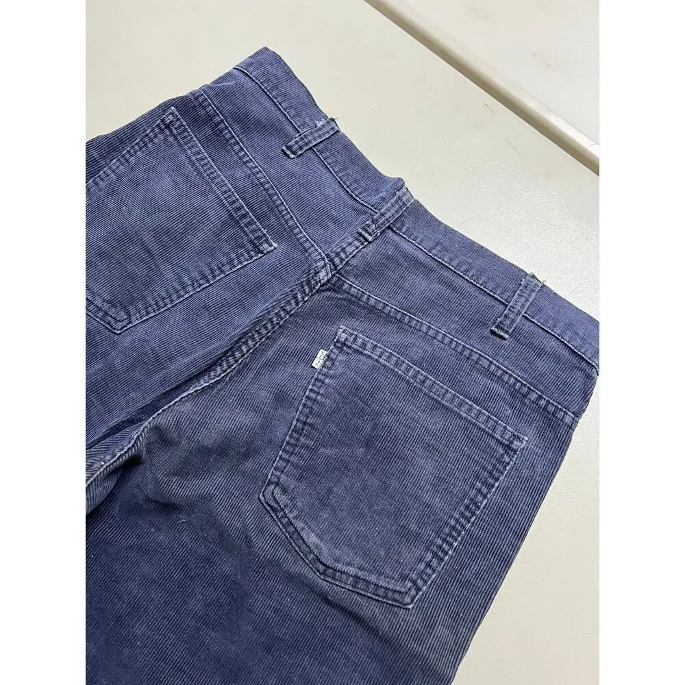 VTG 1980s Levi's 646 Flared Corduroy Trousers Navy Cotton 36W x‎ 31L